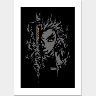 Demon Slayer Anime Character Kyojuro Rengoku Posters and Art